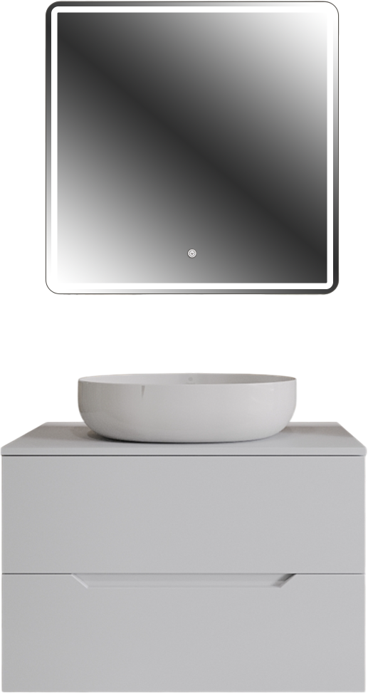 Мебель для ванной комнаты Orange Line 80 подвесная, 2 ящика, матовая белая с раковиной B05-520W