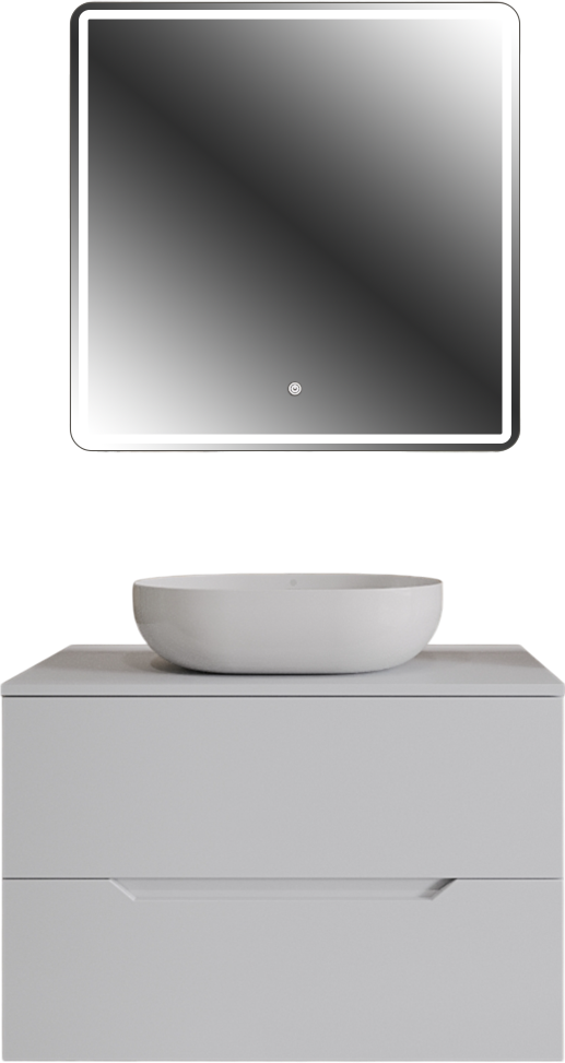 Мебель для ванной комнаты Orange Line 80 подвесная, 2 ящика, матовая белая с раковиной B05-480W