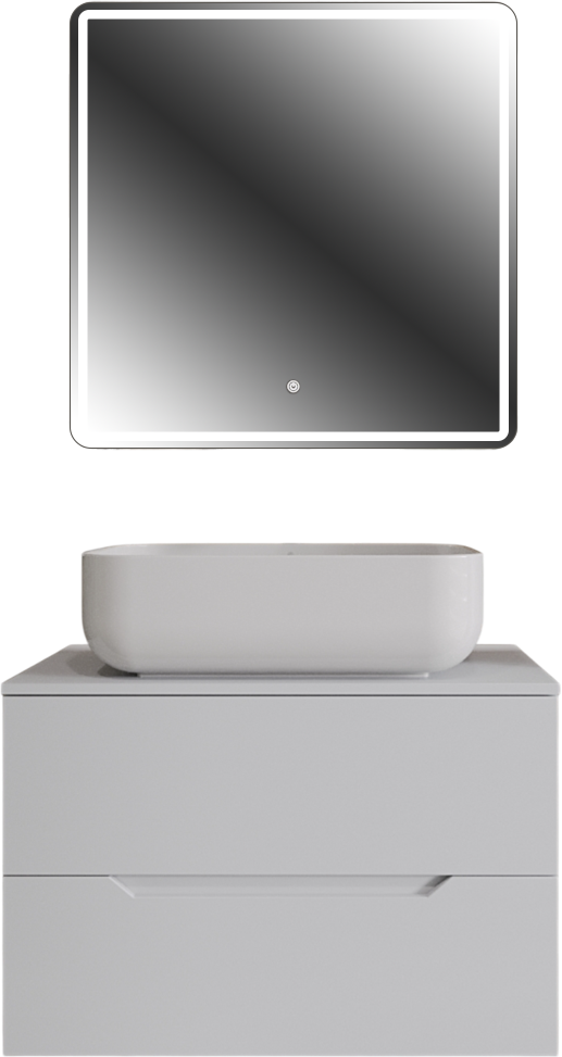 Мебель для ванной комнаты Orange Line 80 подвесная, 2 ящика, матовая белая с раковиной B03-600W