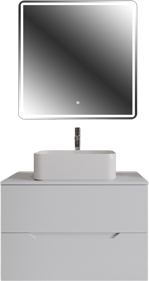 Мебель для ванной комнаты Orange Line 80 подвесная, 2 ящика, матовая белая с раковиной B02-460W