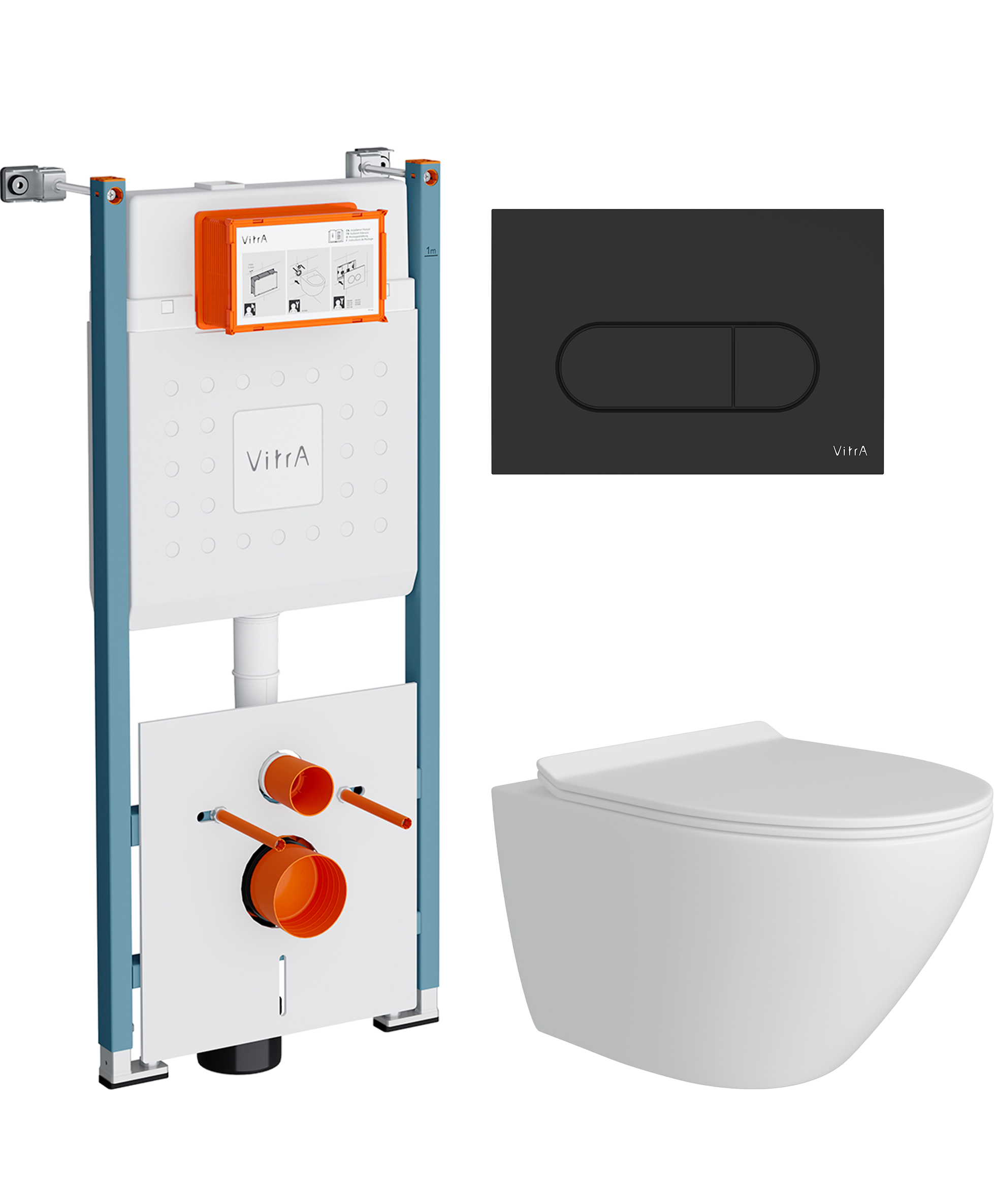 Комплект 3 в 1 Унитаз подвесной Teymi Lina Pro T40106 + Инсталляция VitrA V-Fix Core 732-5800-01PV + Кнопка Root Round 740-2211 цвет матовый черный