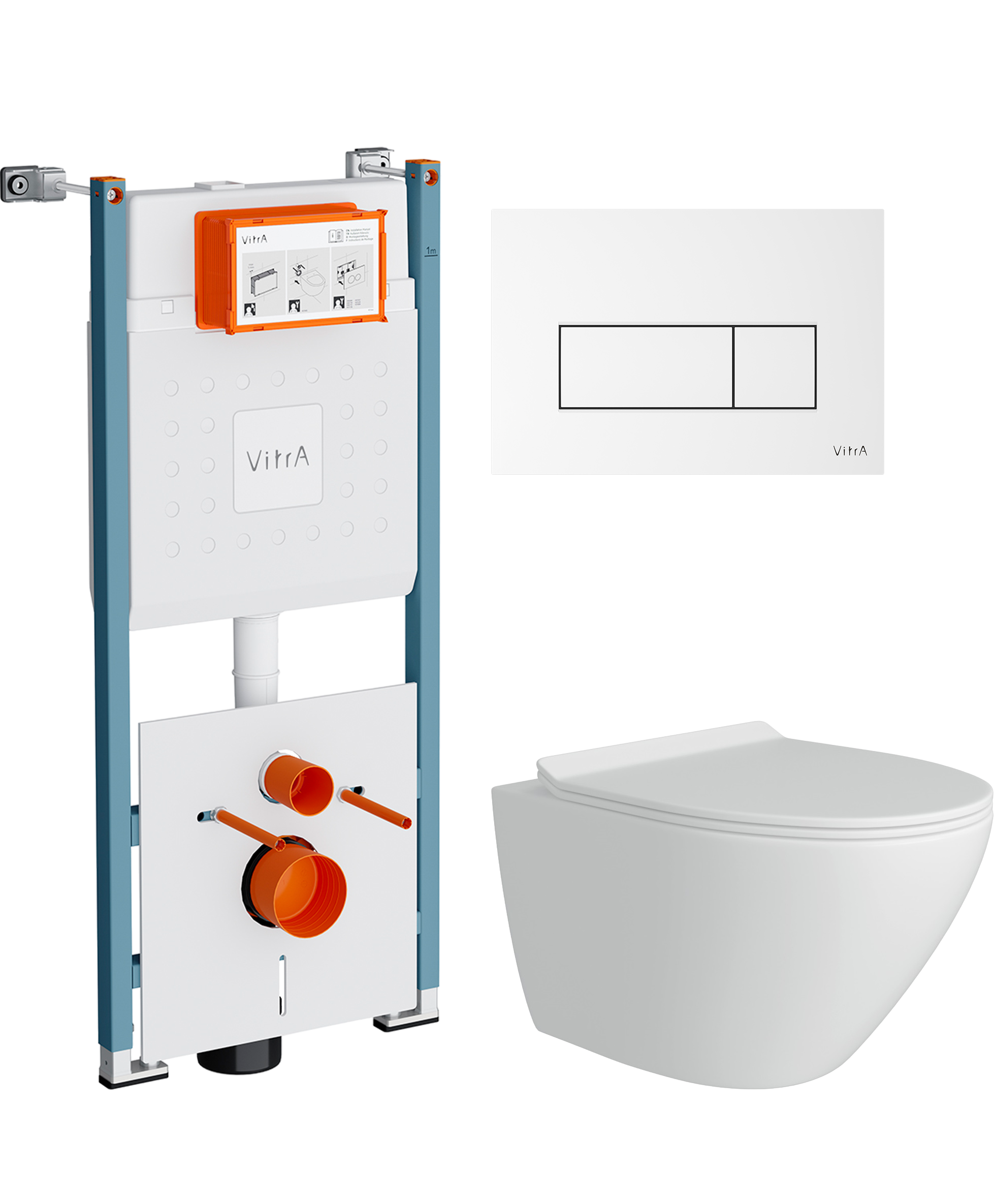 Комплект 3 в 1 Унитаз подвесной Teymi Lina Pro T40106 + Инсталляция VitrA V-Fix Core 732-5800-01PV + Кнопка Root Square 740-2300 цвет глянцевый белый