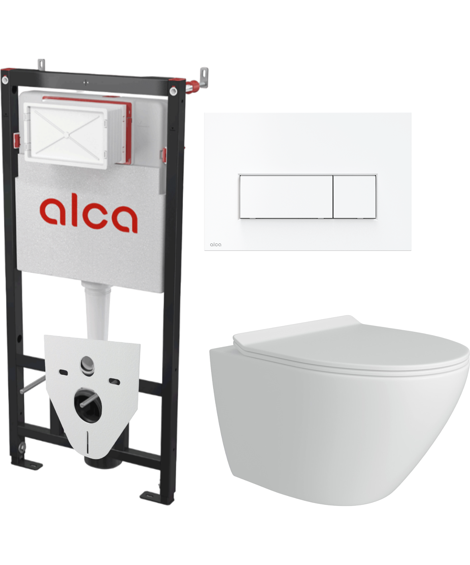 Комплект 2 в 1 Унитаз подвесной Teymi Lina Pro T40106 + Инсталляция с кнопкой AlcaPlast AM101/1120-4:1 M570-VE-01 цвет белый