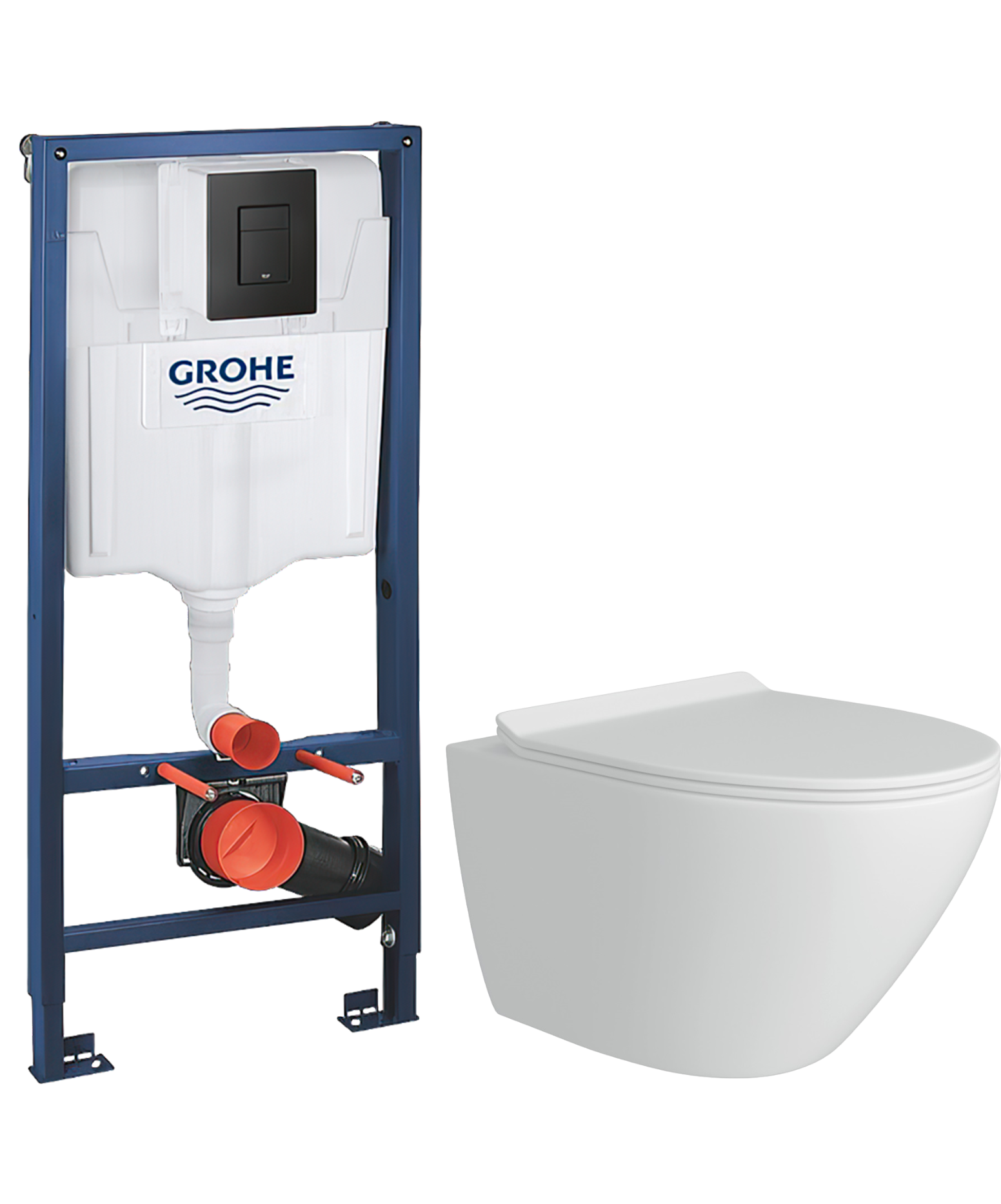 Комплект 2 в 1 Унитаз подвесной Teymi Lina Pro T40106 + Инсталляция с кнопкой Grohe Solido 38811KF0 цвет черный