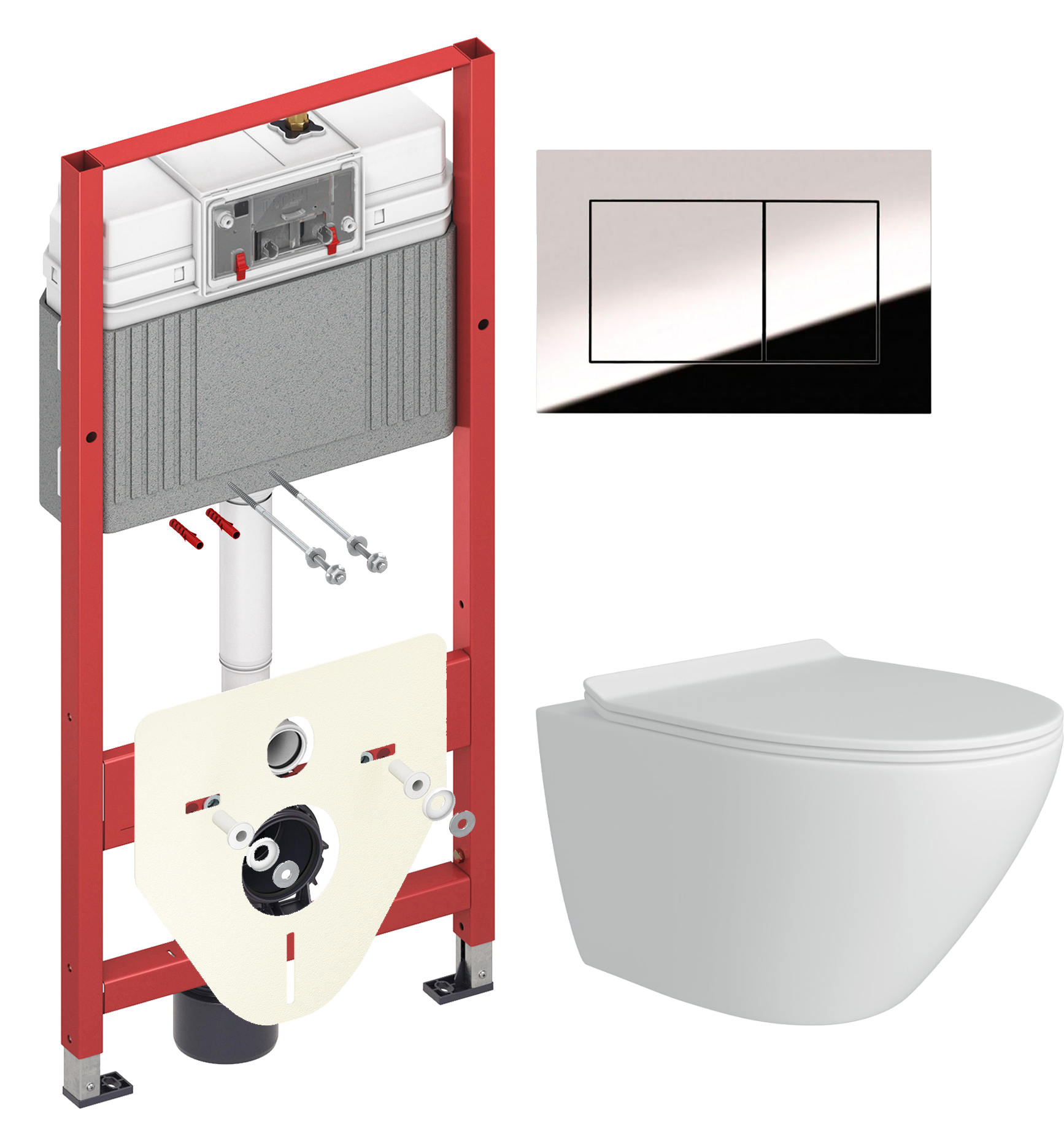 Комплект 2 в 1 Унитаз подвесной Teymi Lina Pro T40106 + Инсталляция с кнопкой TECE Now 9400412