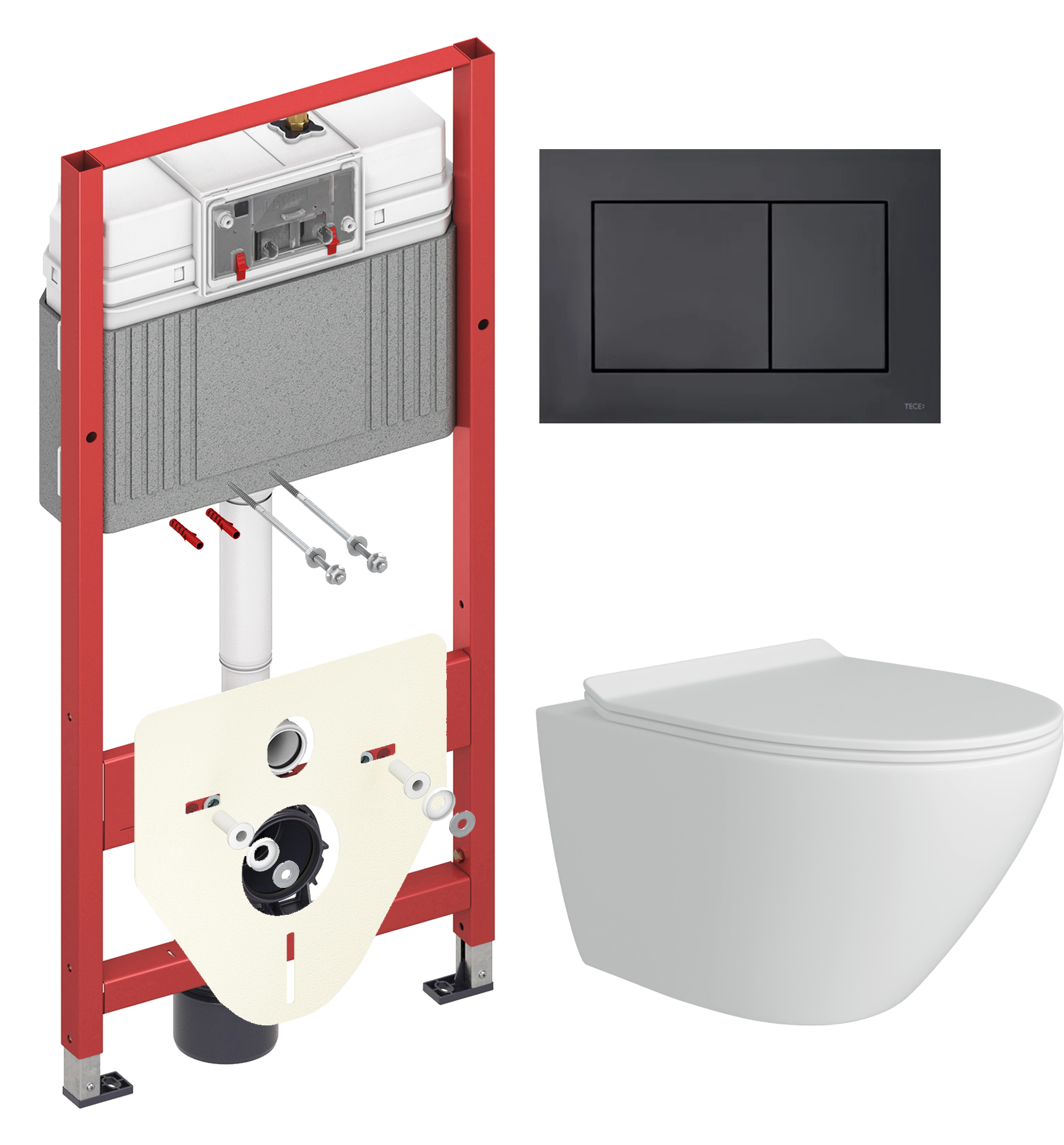 Комплект 2 в 1 Унитаз подвесной Teymi Lina Pro T40106 + Инсталляция с кнопкой TECE Now 9400414