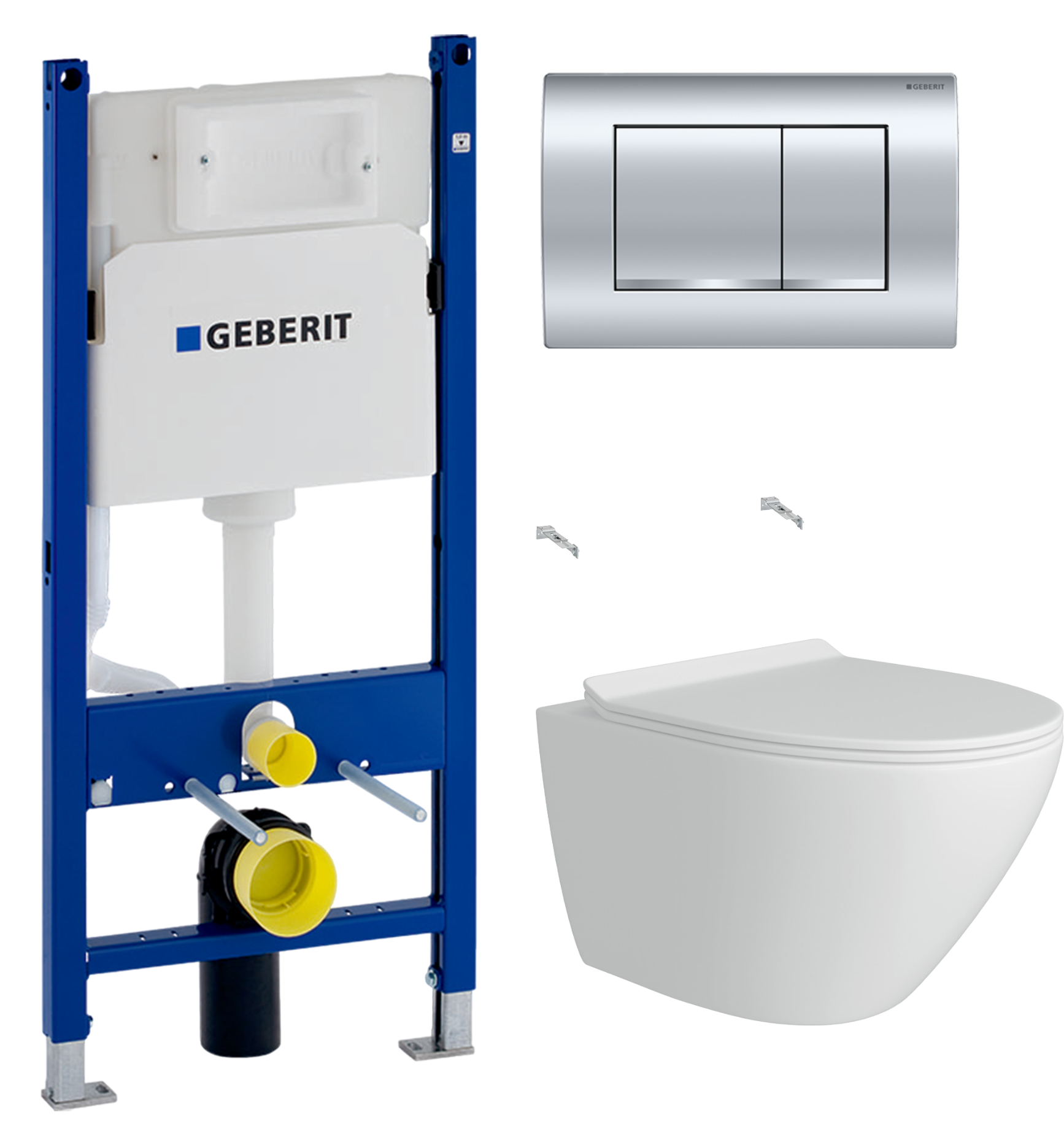 Комплект 2 в 1 Унитаз подвесной Teymi Lina Pro T40106 + Инсталляция с кнопкой Geberit Duofix Delta 458.163.21.1 цвет хром