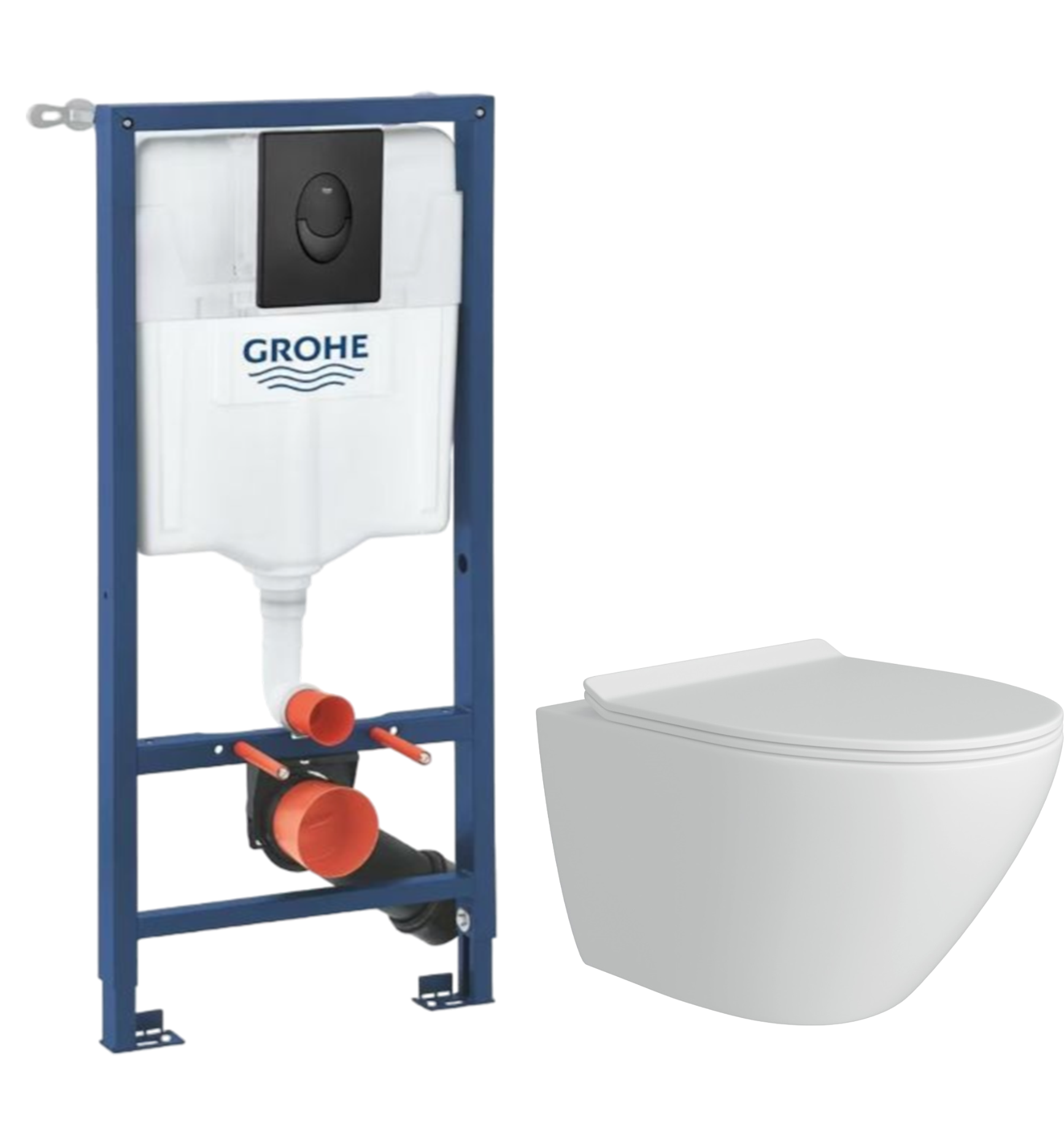 Комплект 2 в 1 Унитаз подвесной Teymi Lina Pro T40106 + Инсталляция с кнопкой Grohe Rapid SL 1000044 цвет черный