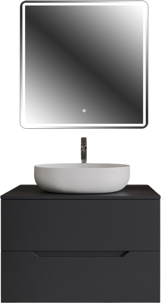 Мебель для ванной комнаты Orange Line 80 подвесная, 2 ящика, матовый графит с раковиной B05-520W