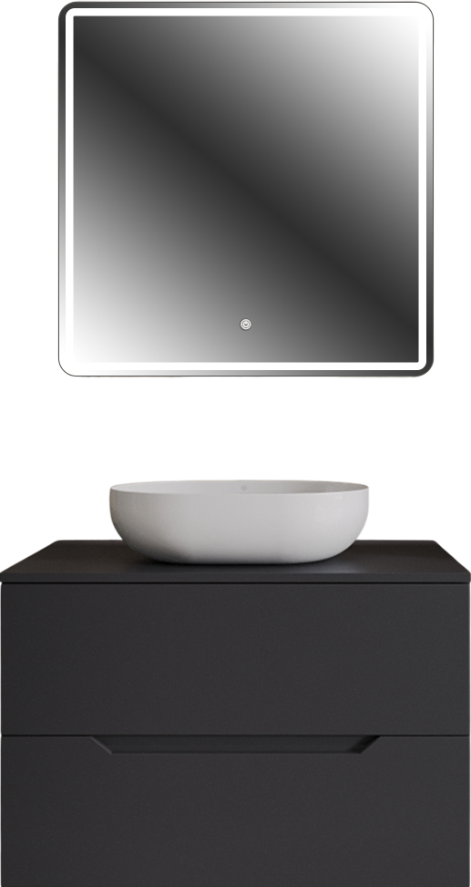 Мебель для ванной комнаты Orange Line 80 подвесная, 2 ящика, матовый графит с раковиной B05-480W