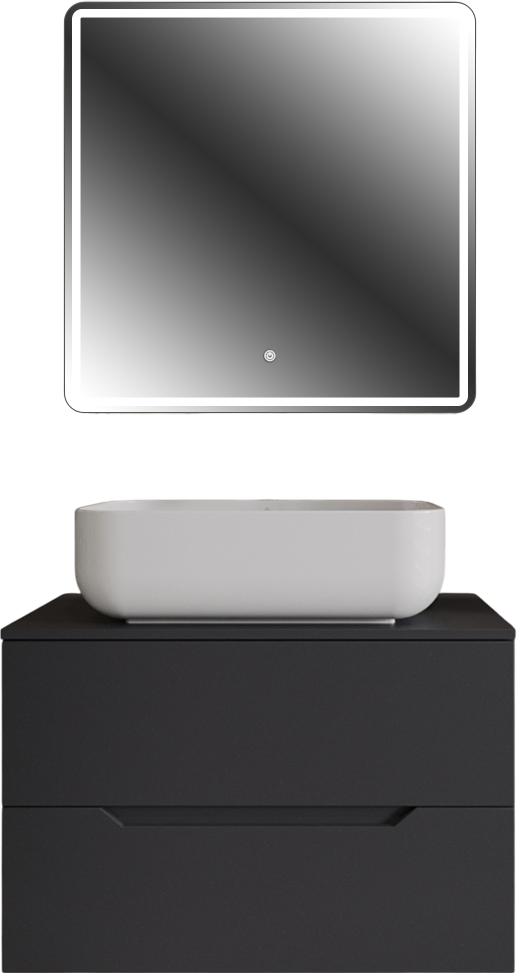 Мебель для ванной комнаты Orange Line 80 подвесная, 2 ящика, матовый графит с раковиной B03-600W