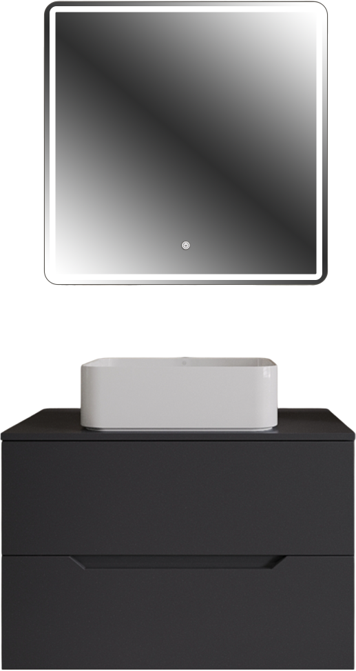 Мебель для ванной комнаты Orange Line 80 подвесная, 2 ящика, матовый графит с раковиной B02-460W