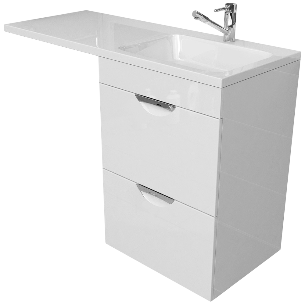 Тумба с раковиной Emmy Милли 120 R, под стиральную машину, белая