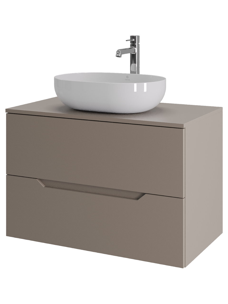 Тумба с раковиной Orange Line 80 подвесная, 2 ящика, матовый латте с раковиной B05-480W