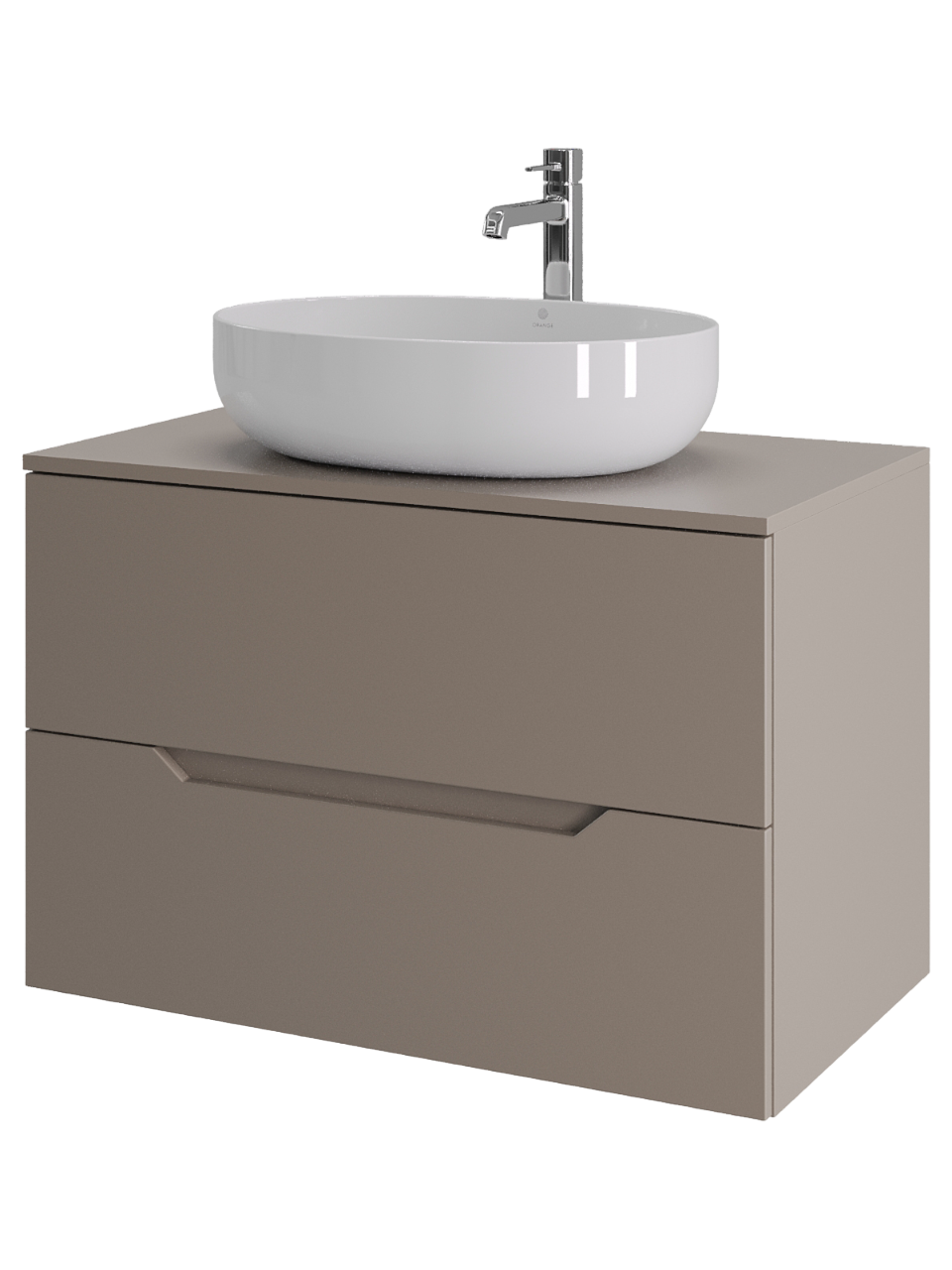 Тумба с раковиной Orange Line 80 подвесная, 2 ящика, матовый латте с раковиной B05-520W