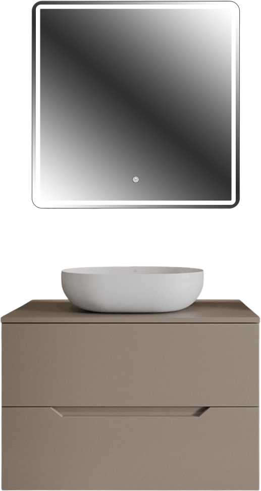 Мебель для ванной комнаты Orange Line 80 подвесная, 2 ящика, матовый латте с раковиной B05-480W
