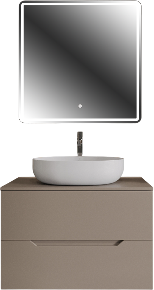 Мебель для ванной комнаты Orange Line 80 подвесная, 2 ящика, матовый латте с раковиной B05-520W