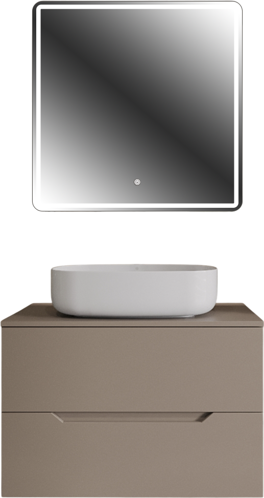 Мебель для ванной комнаты Orange Line 80 подвесная, 2 ящика, матовый латте с раковиной B07-540W