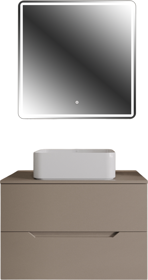 Мебель для ванной комнаты Orange Line 80 подвесная, 2 ящика, матовый латте с раковиной B02-460W