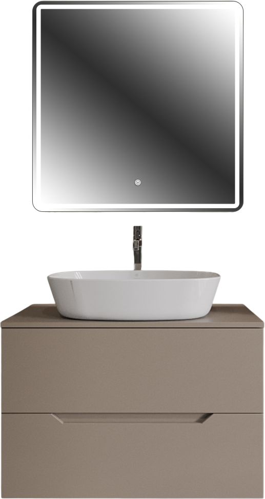 Мебель для ванной комнаты Orange Line 80 подвесная, 2 ящика, матовый латте с раковиной B08-500W