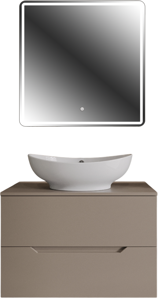 Мебель для ванной комнаты Orange Line 80 подвесная, 2 ящика, матовый латте с раковиной B08-585w