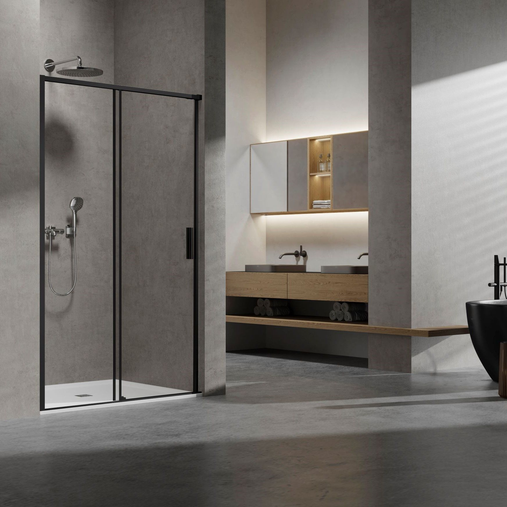 Душевая дверь Vincea Slim VDS-6SL110CLB, 1100, черный, стекло прозрачное