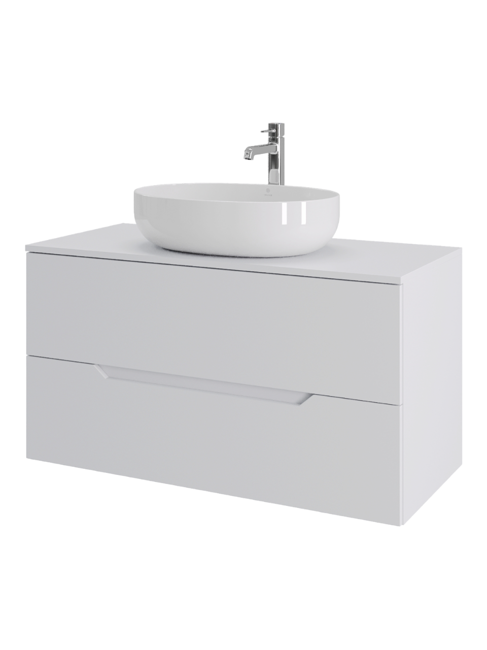 Тумба с раковиной Orange Line 100 подвесная, 2 ящика, матовая белая с раковиной B05-520W