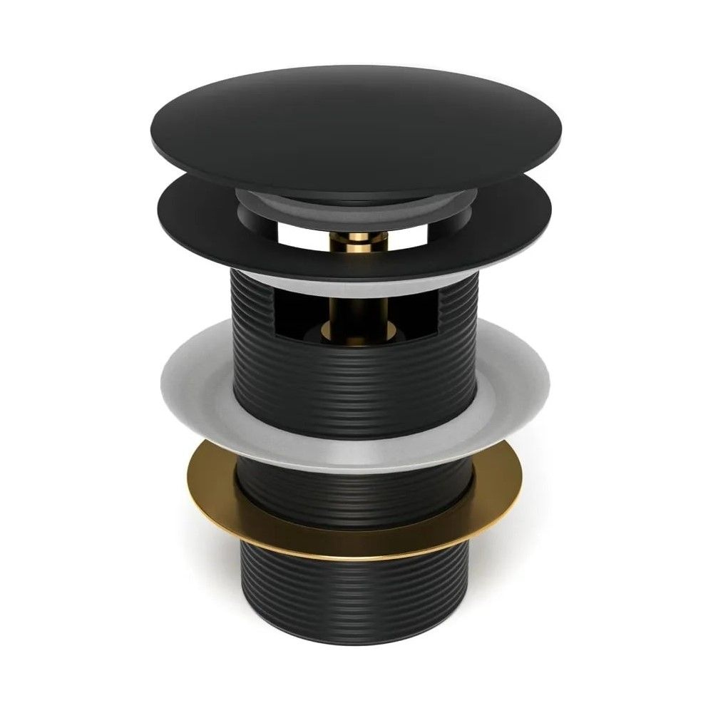 Донный клапан для раковины Maretti AC19Z12560 с переливом, матовый черный