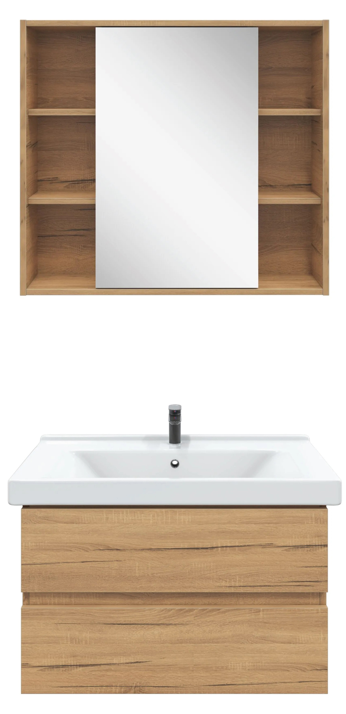 Мебель для ванной комнаты SanStar Lavanti 80 дуб вотан, раковина Миранда 80