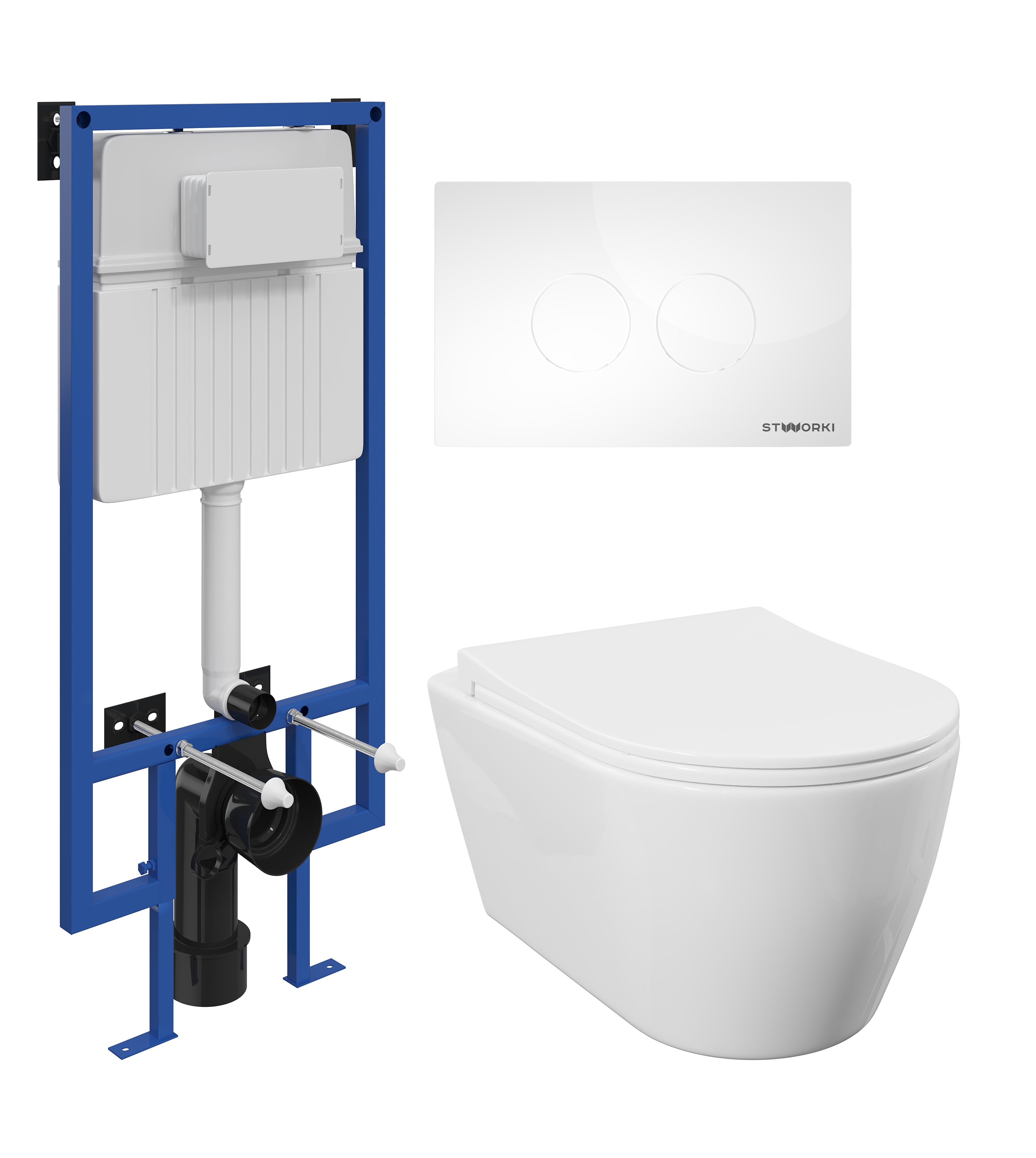 Комплект 3 в 1 Унитаз подвесной STWORKI Ноттвиль SETK3104-2616-001-1-8000 + Инсталляция 510162 + Кнопка Хельсинки 500470