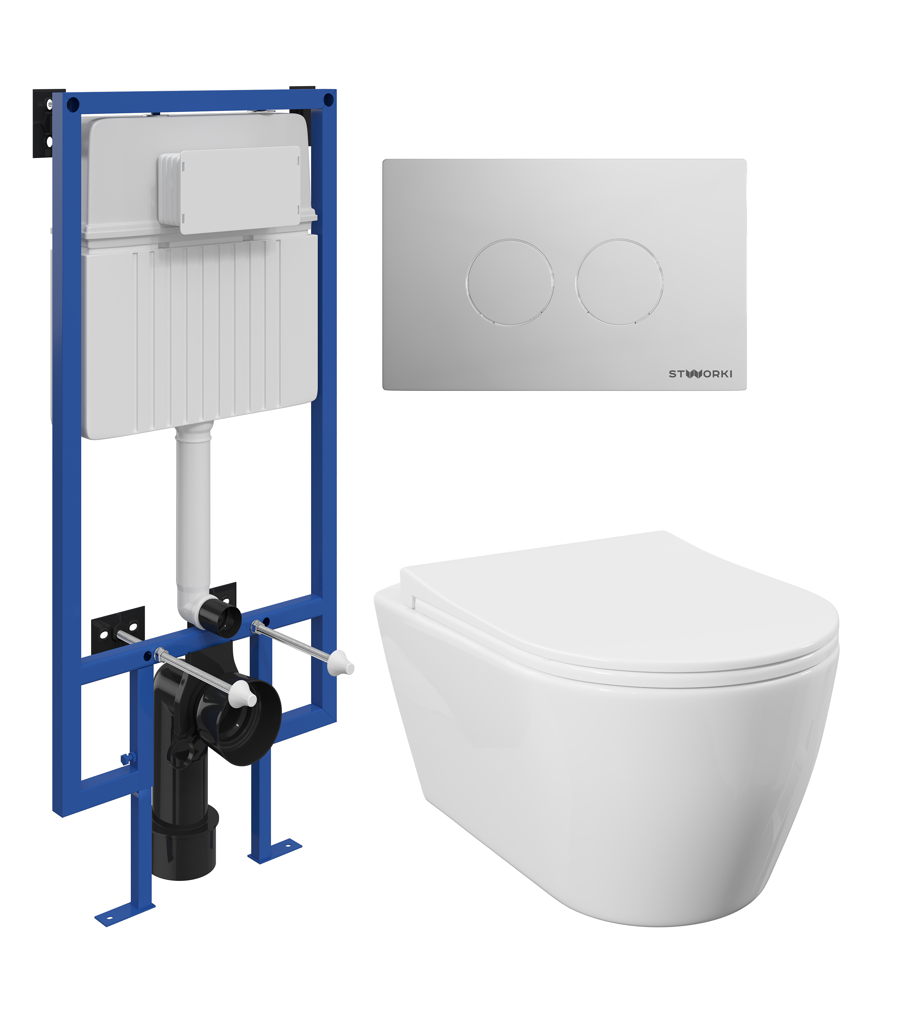 Комплект 3 в 1 Унитаз подвесной STWORKI Ноттвиль SETK3104-2616-001-1-8000 + Инсталляция 510162 + Кнопка Хельсинки 500472