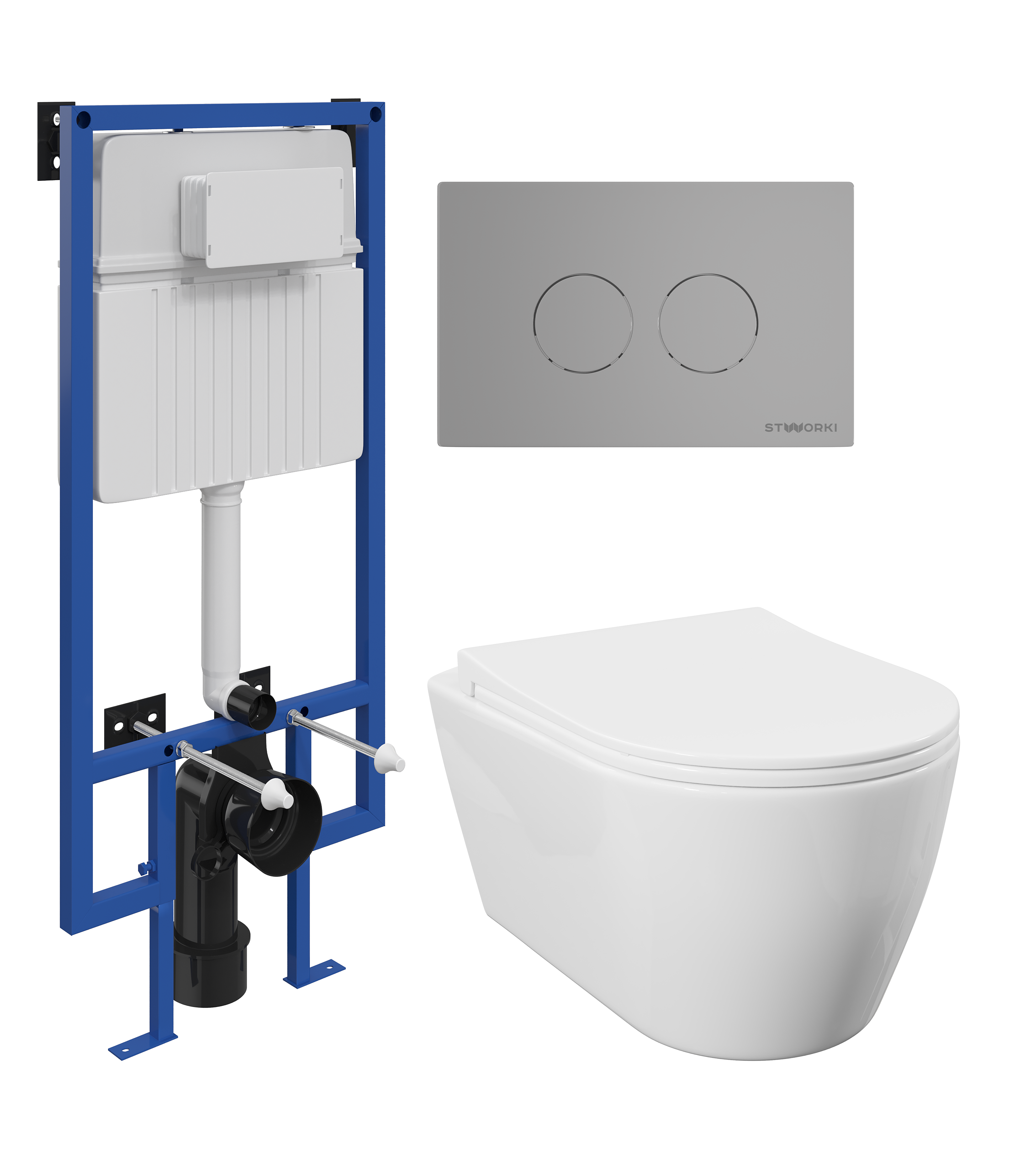 Комплект 3 в 1 Унитаз подвесной STWORKI Ноттвиль SETK3104-2616-001-1-8000 + Инсталляция 510162 + Кнопка Хельсинки 500473