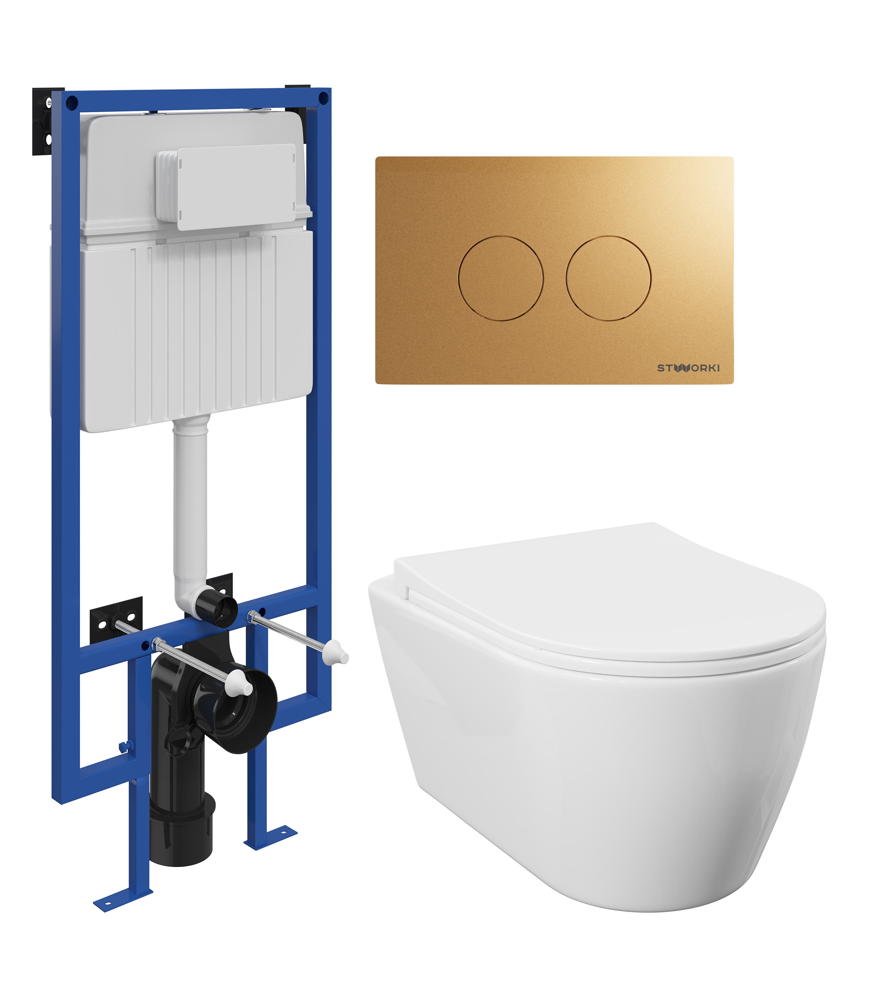 Комплект 3 в 1 Унитаз подвесной STWORKI Ноттвиль SETK3104-2616-001-1-8000 + Инсталляция 510162 + Кнопка Хельсинки 500474