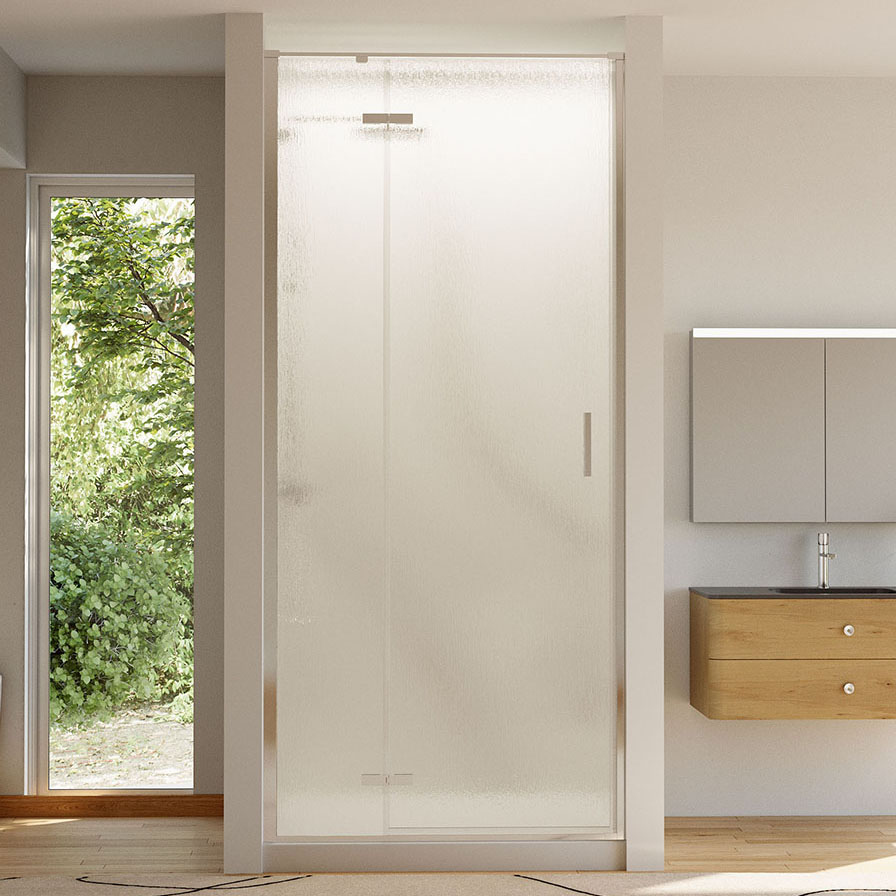 Душевая дверь в нишу Veconi Vianno VN-73R/L 90 см, профиль матовый хром, стекло текстурное дождь