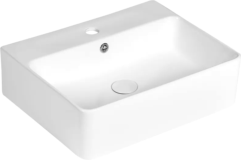 Накладная раковина Ceruttispa CR0094 52 глянцевая белая, прямоугольная, с 1 отверстием под смеситель