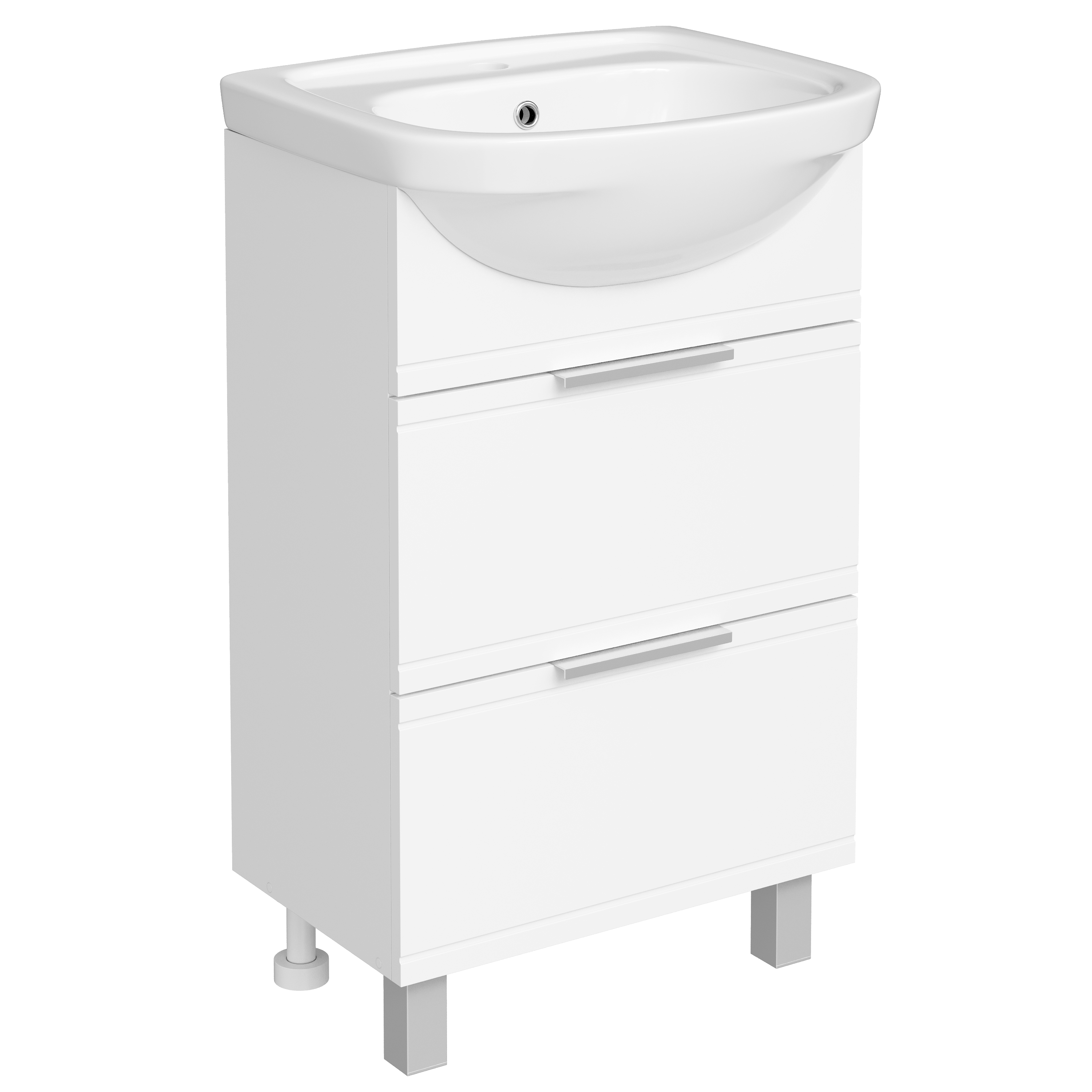 Тумба с раковиной DIWO Дмитров 50 c ящиками напольная, белая