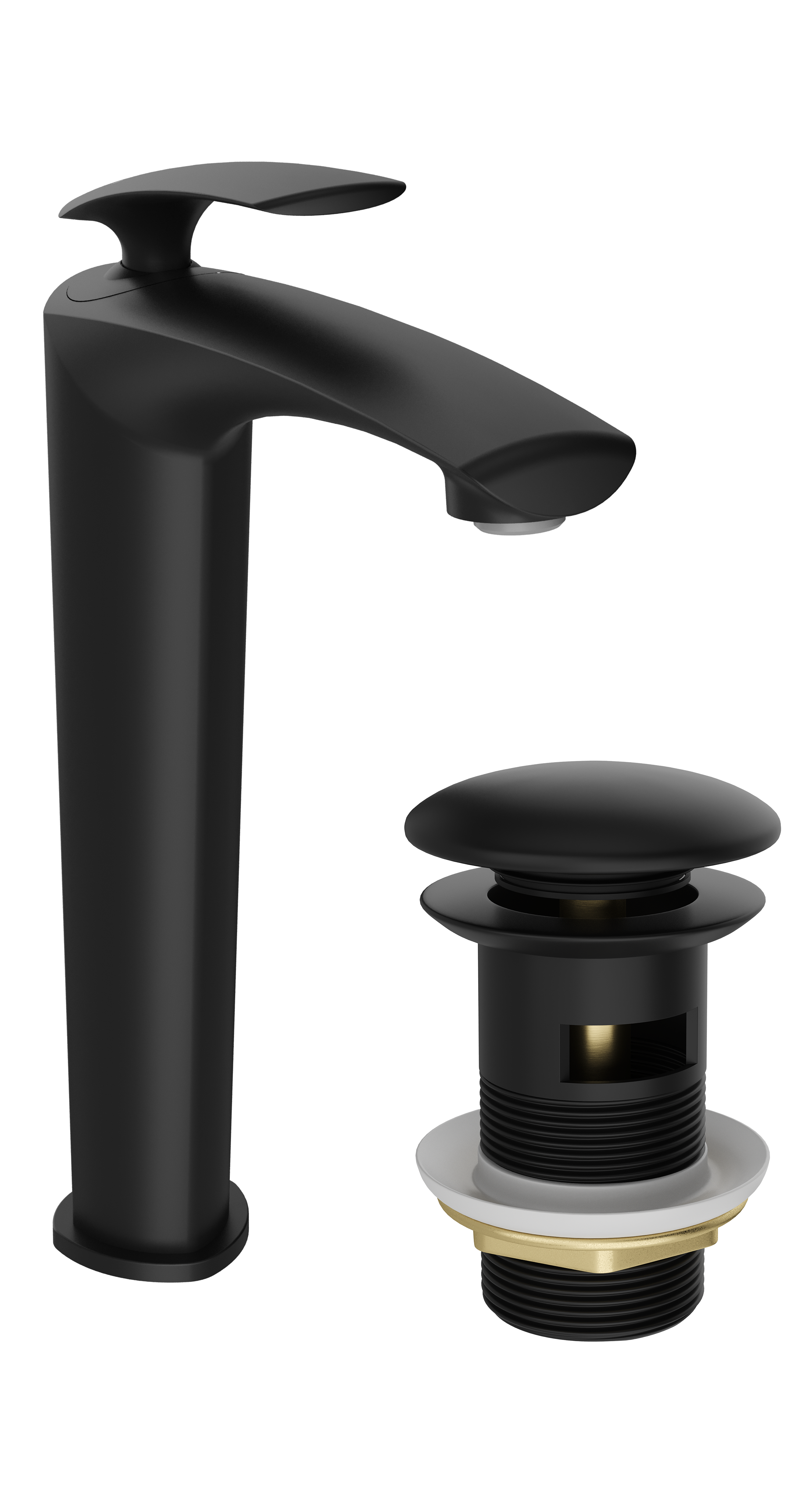 Смеситель для раковины STWORKI Гётеборг S03020BK + донный клапан SW-001BK черный матовый