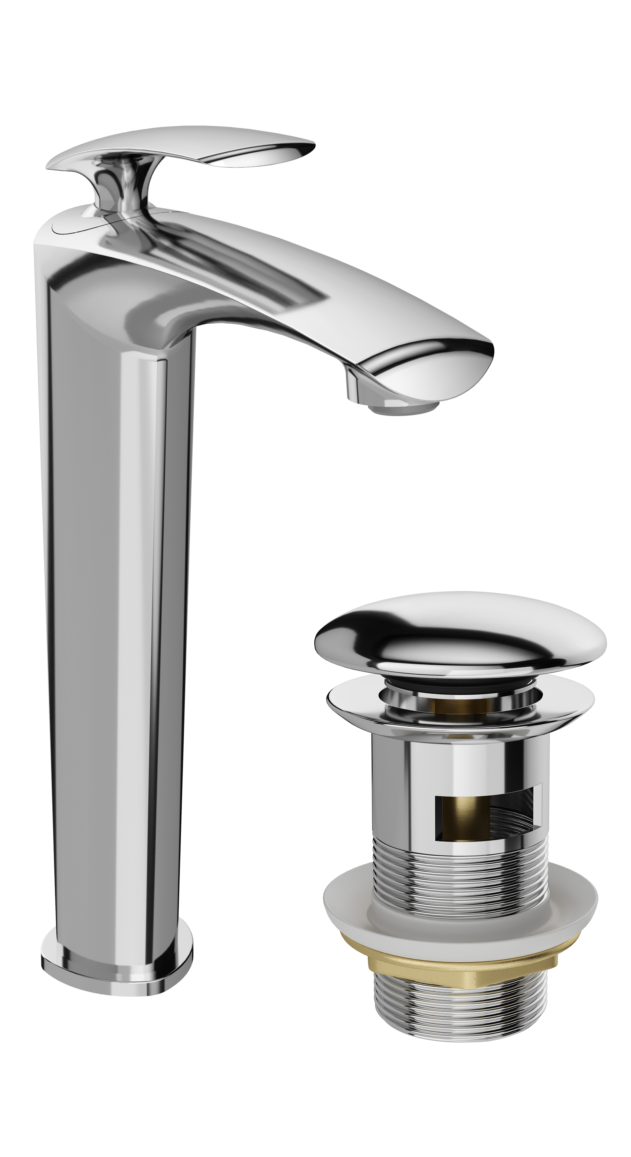 Смеситель для раковины STWORKI Гётеборг S03020CR + донный клапан SW-001CR хром