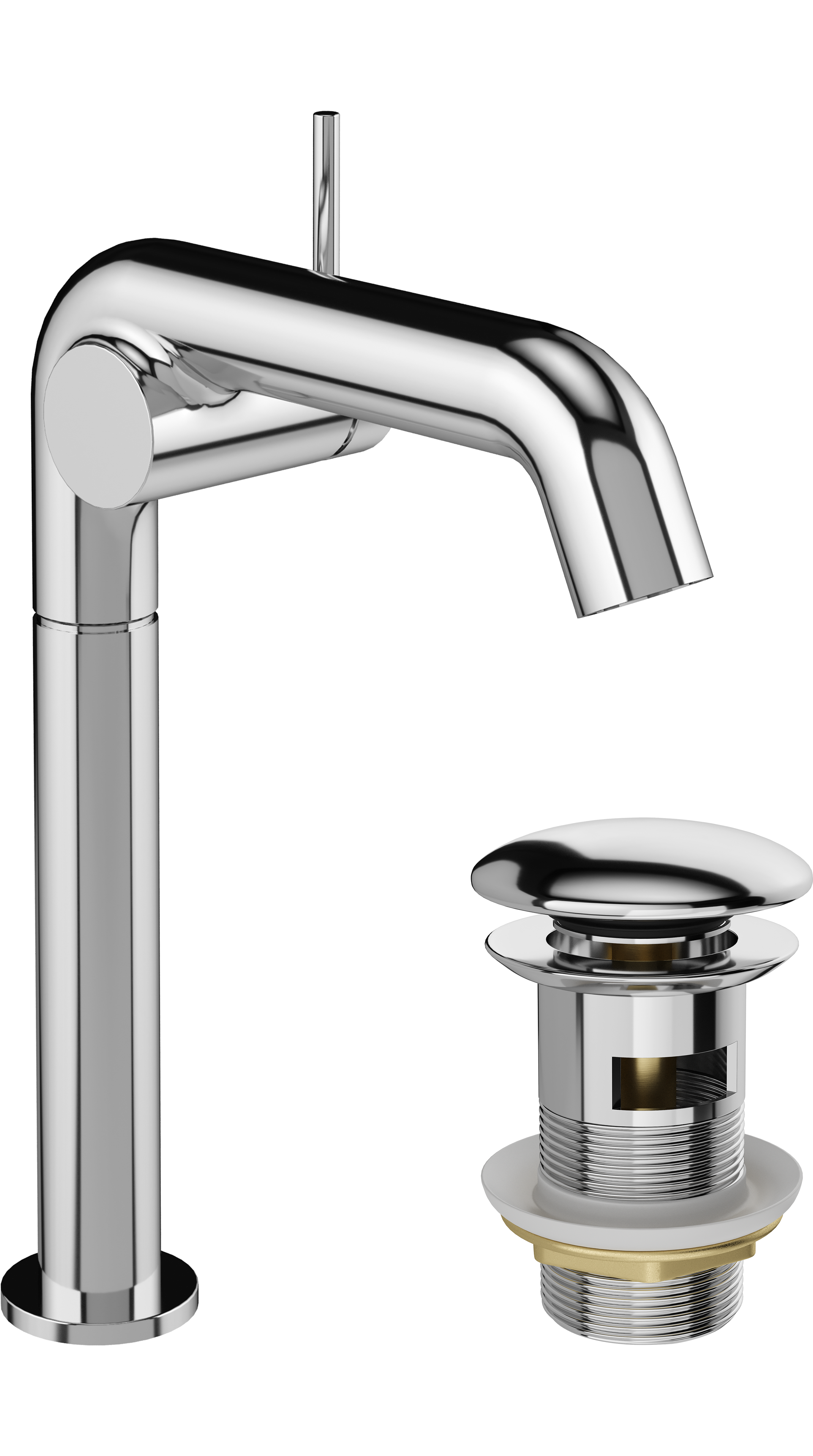 Смеситель для раковины STWORKI Лунд S25020CR + донный клапан SD-001CR хром