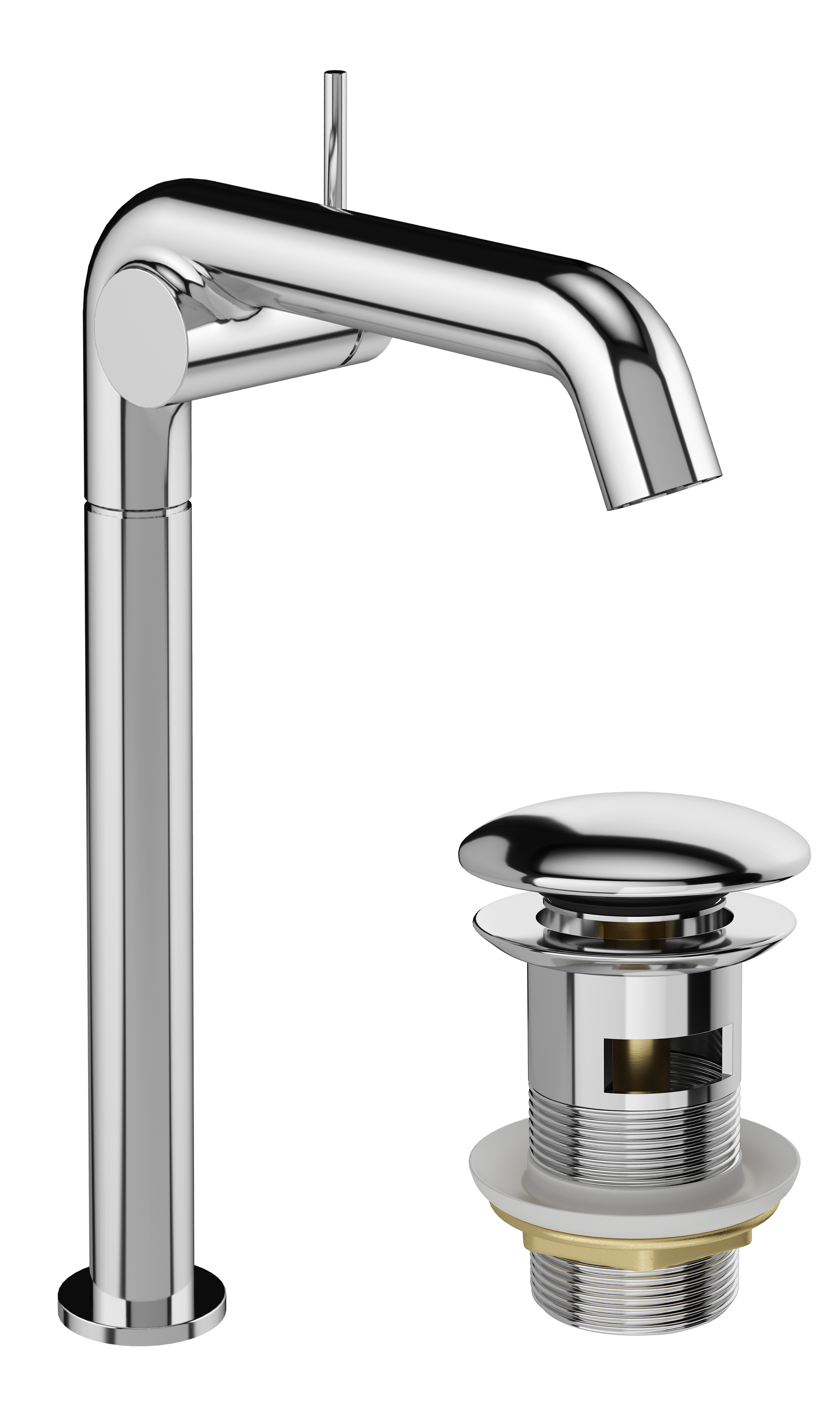 Смеситель для раковины STWORKI Лунд S25025CR + донный клапан SD-001CR хром