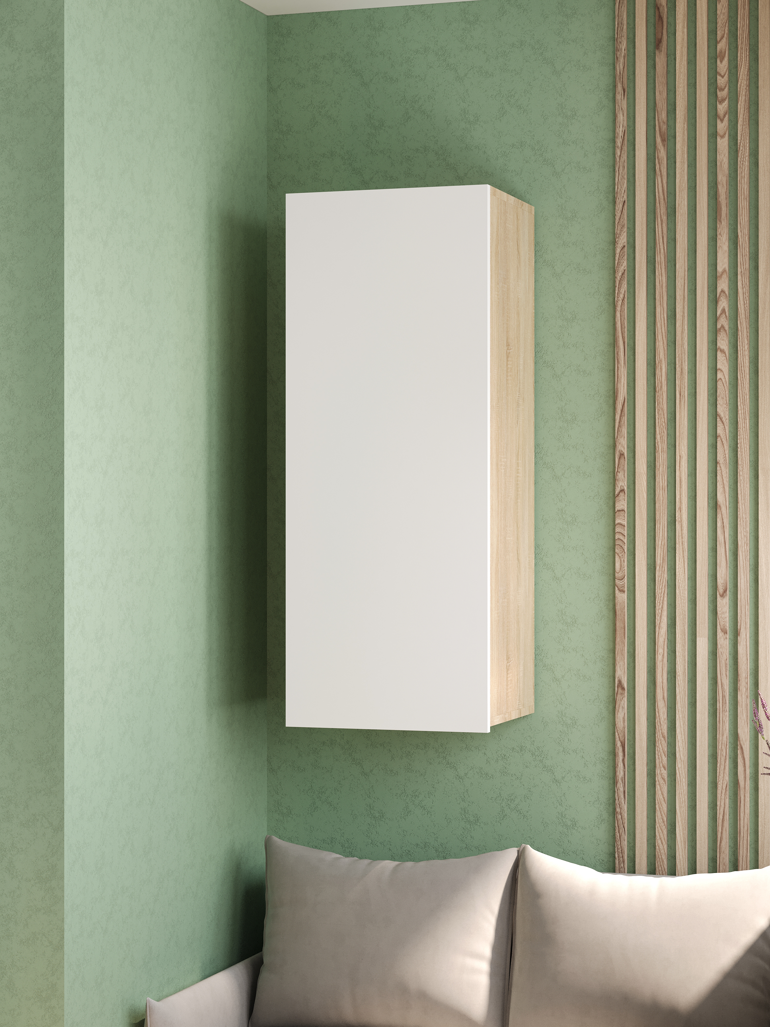 Шкаф для одежды DIWO Коломна 40 универсальный, 40x103x33,6 см, белый, дуб сонома