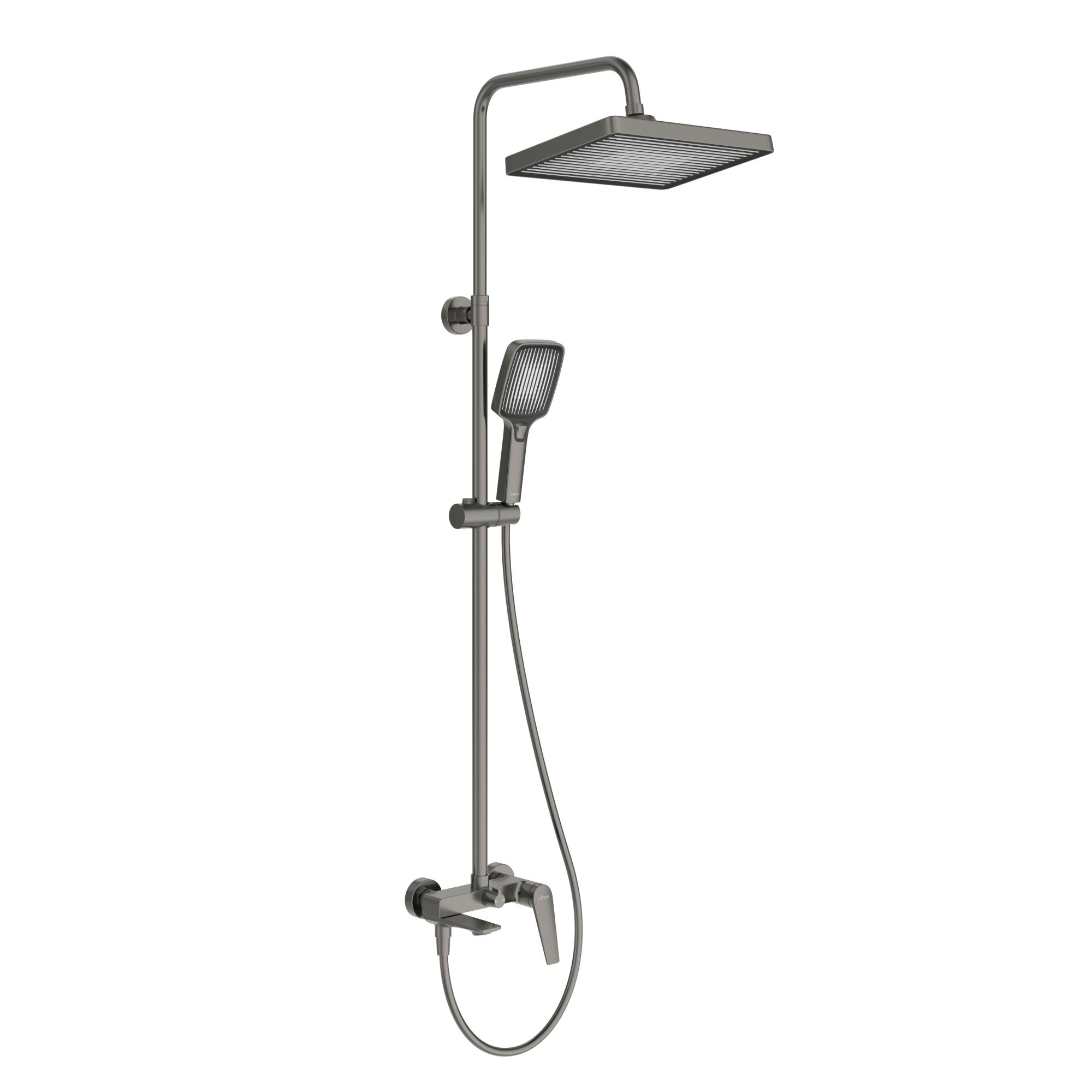 Душевая стойка Cezares Liner CVD-GM со смесителем и изливом, оружейная сталь