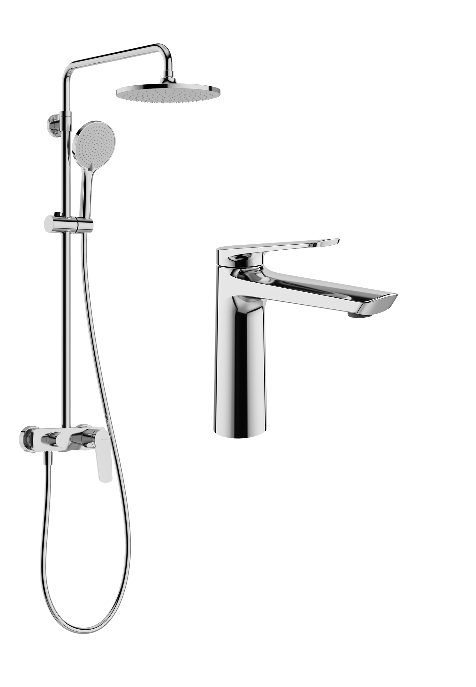 Комплект для ванной Смеситель STWORKI Вирклунд S05010CR, хром + Стойка S05170CR, хром