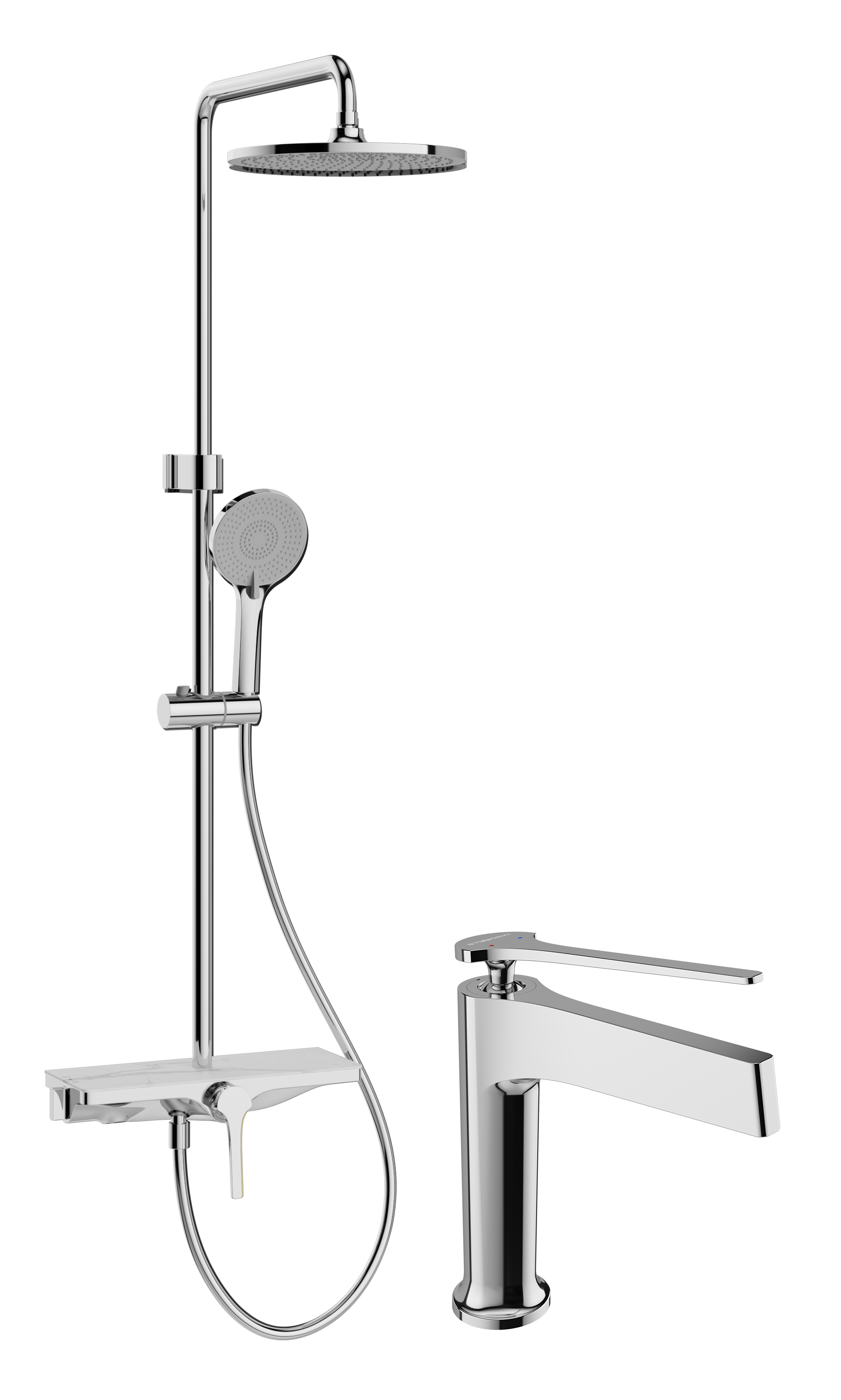 Комплект для ванной Смеситель STWORKI Аулум S06010CR, хром + Стойка S06170CR, хром