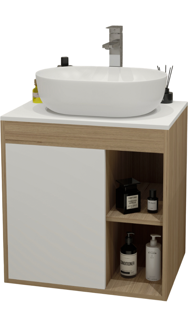 Тумба с раковиной Teymi Nura 60 дуб эврика, матовая белая, раковина Solli 48