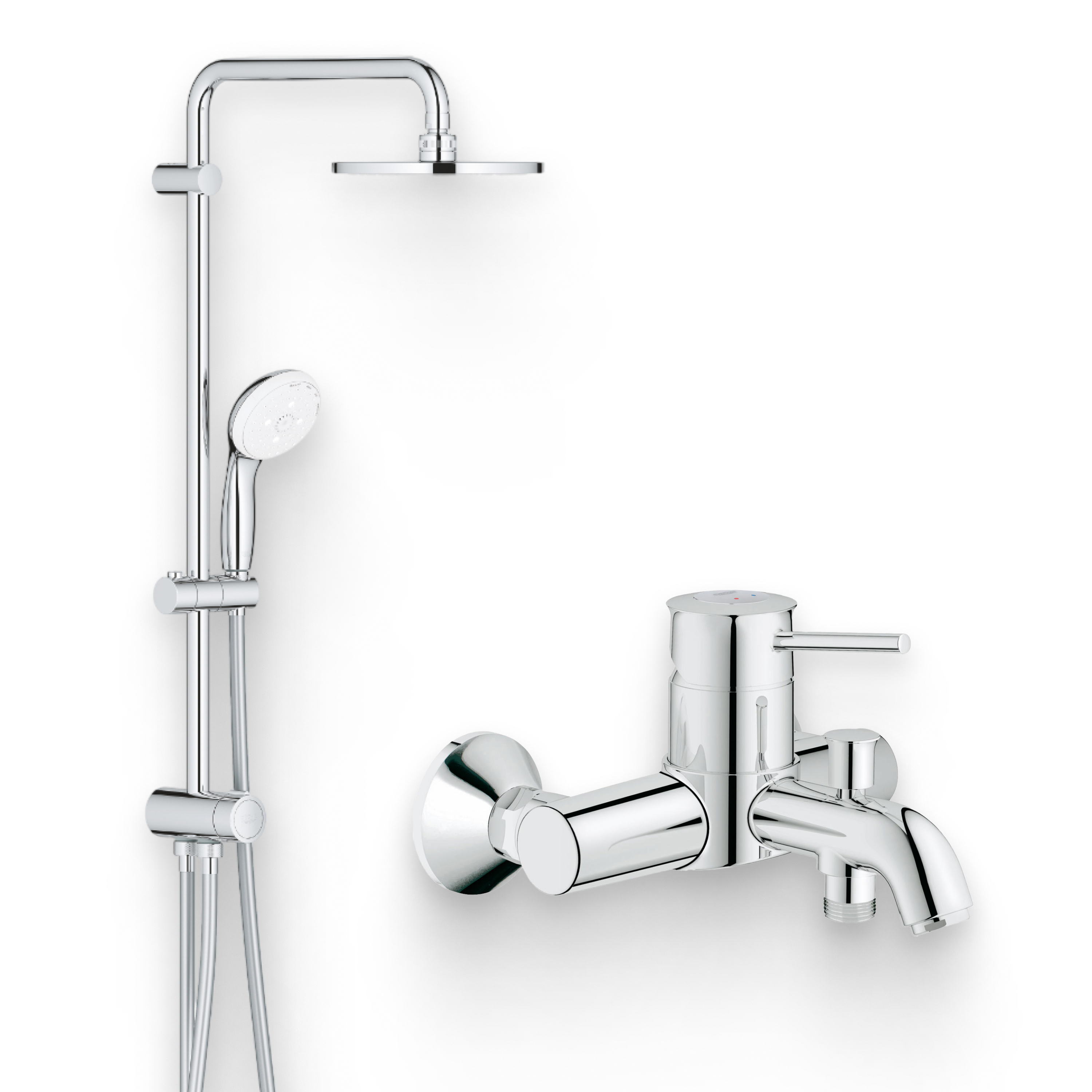 Душевой комплект Смеситель Grohe BauClassic 32865000 + Стойка New Tempesta 27389002