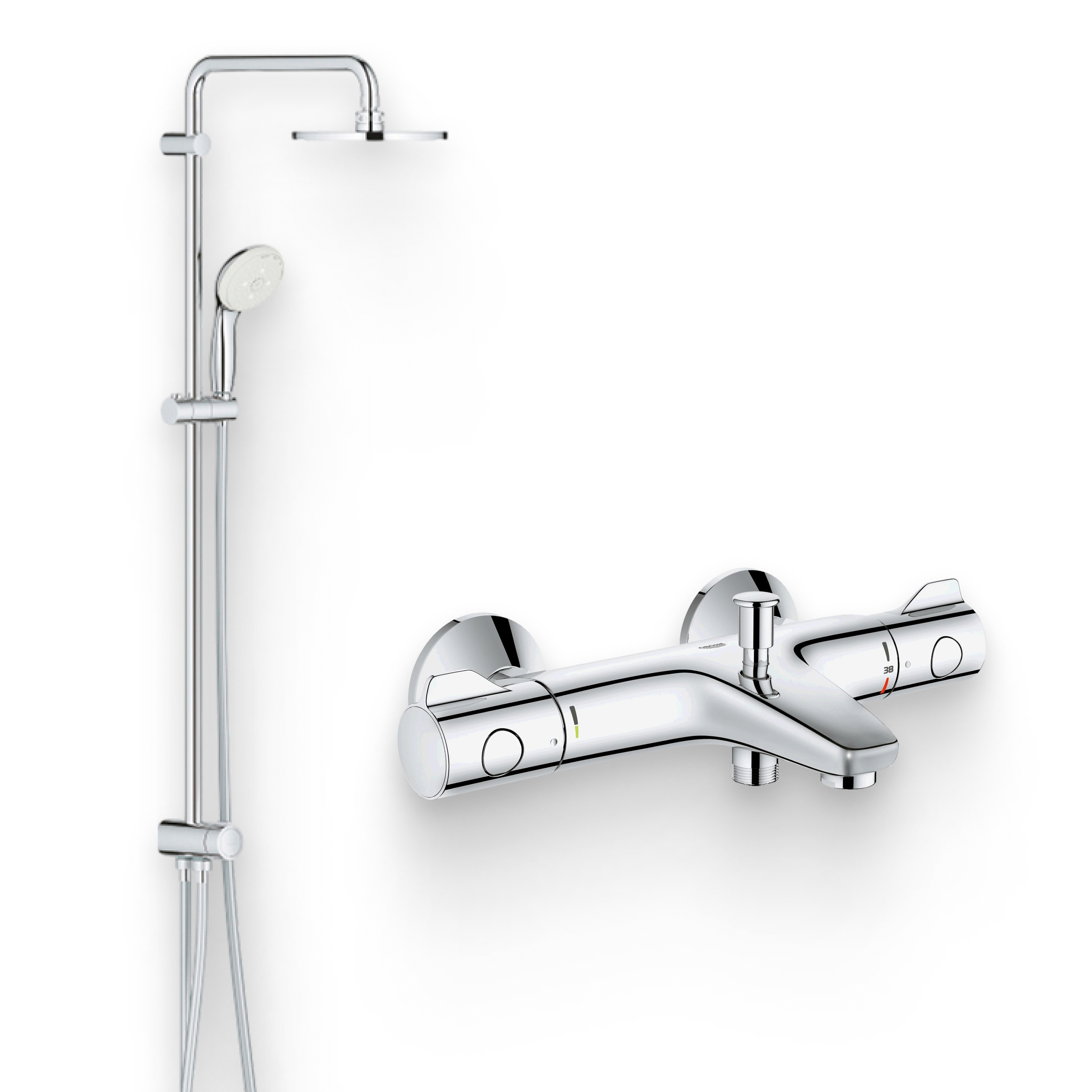 Душевой комплект Термостат Grohe Grohtherm 800 34576000 + Стойка New Tempesta Rustic 26452001