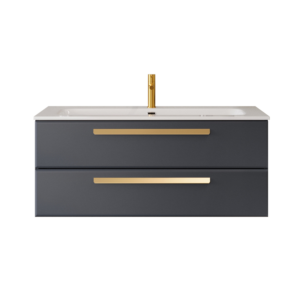 Тумба с раковиной Cezares Eco Cer-N 120 grafito, раковина Eco 120, ручки сатиновое золото