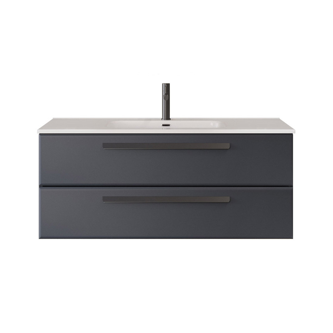 Тумба с раковиной Cezares Eco Cer-N 120 grafito, раковина Duet 120, ручки матовые черные