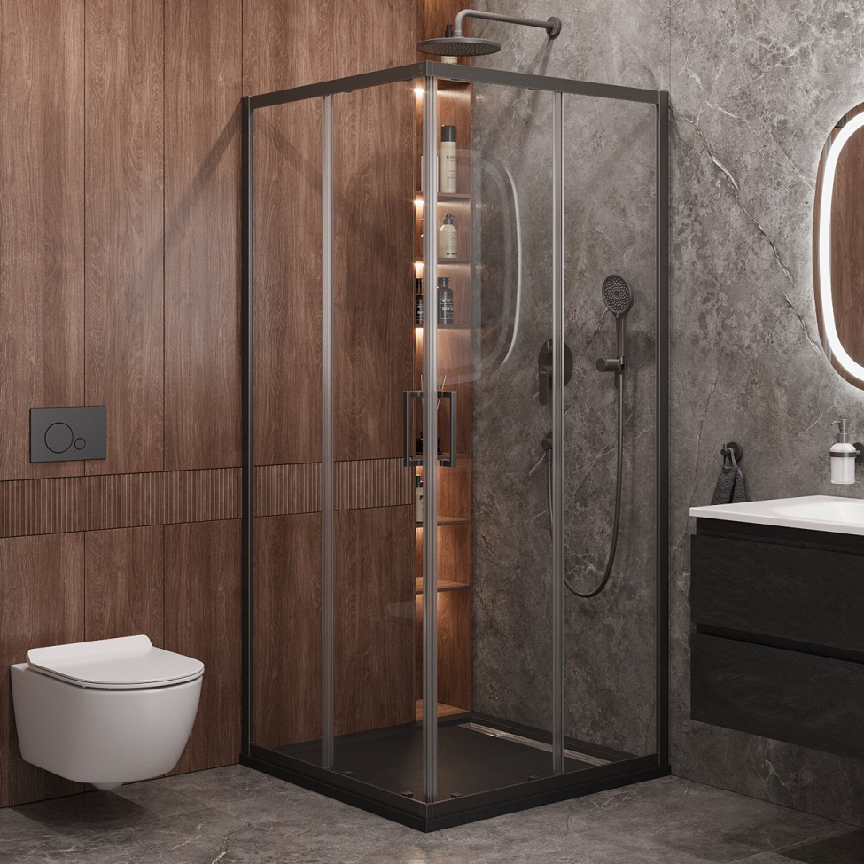 Душевой уголок Cezares Molveno A 2 90 C GM IV 90х90 см, профиль оружейная сталь, стекло прозрачное